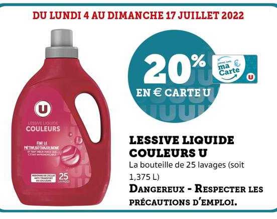 Promo Lessive Liquide Couleurs U chez Super U - iCatalogue.fr