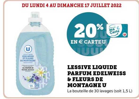 Lessive Liquide Parfum Edelweiss & Fleurs De Montagne U