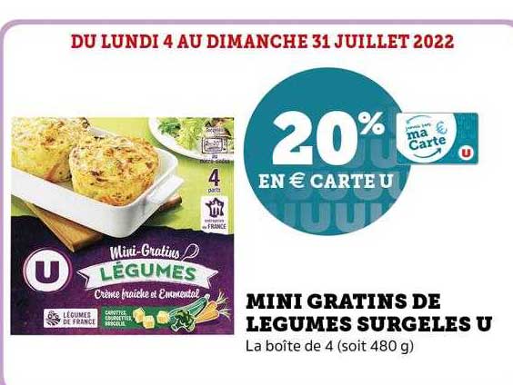 mini gratins de légumes surgelés u