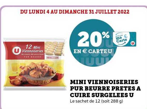 mini viennoiseries pur beurre prêtes à cuire surgelées u