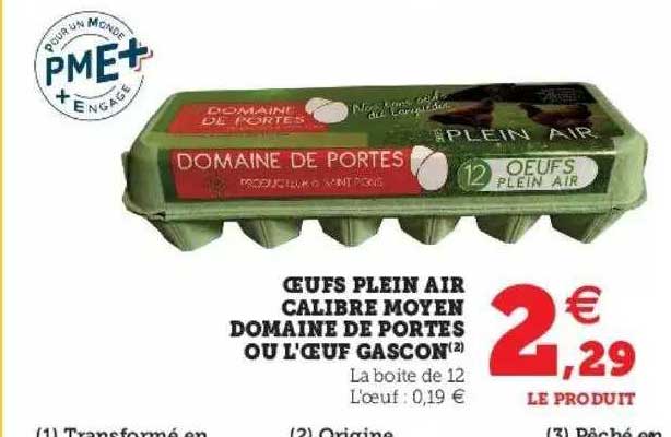 oeufs plein air calibre moyen domaine de portes ou l'oeuf gascon