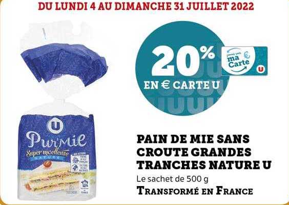 pain de mie sans croûte grandes tranches nature u