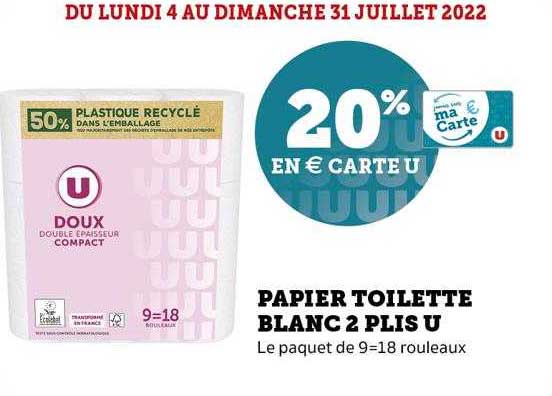 papier toilette blanc 2 plis u