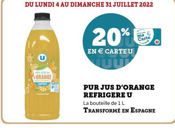 Pur Jus D'orange Réfrigéré U