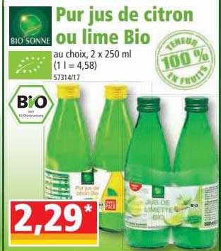 Pur Jus De Citron Ou Lime Bio Bio Sonne