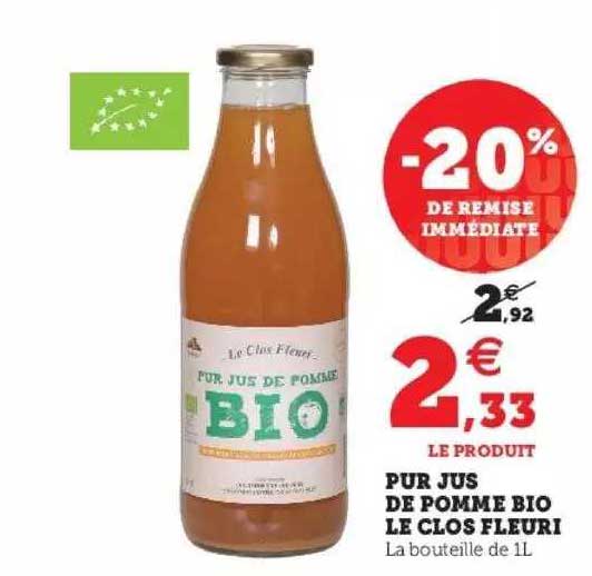 pur jus de pomme bio le clos fleuri