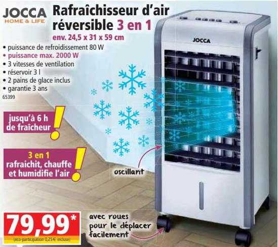 rafraîchisseur d'air réversible 3 en 1 jocca home & life