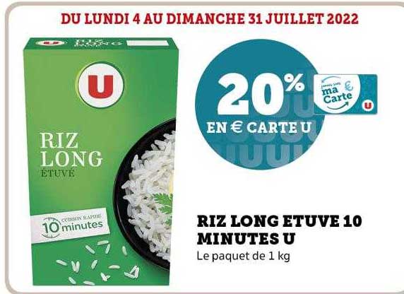 riz long étuvé 10 minutes u