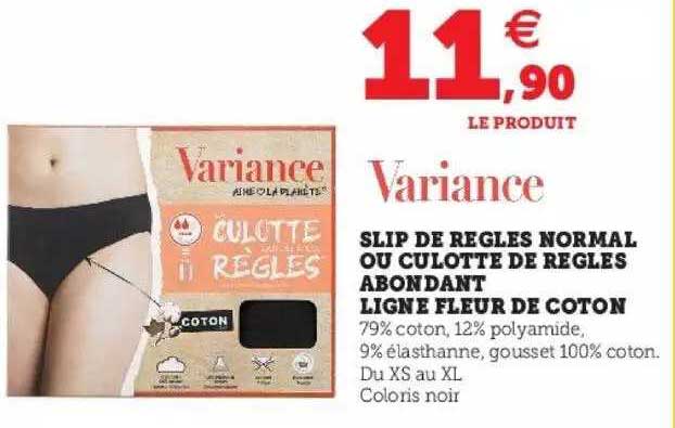 slip de règles normal ou culotte de règles abondant ligne fleur de coton variance