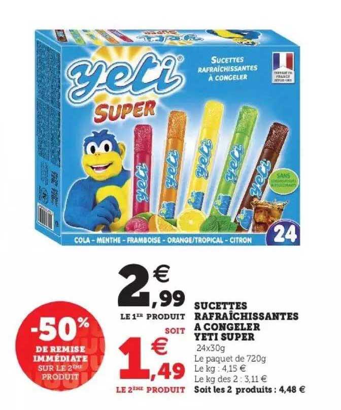 sucettes rafraîchissantes à congeler yeti super