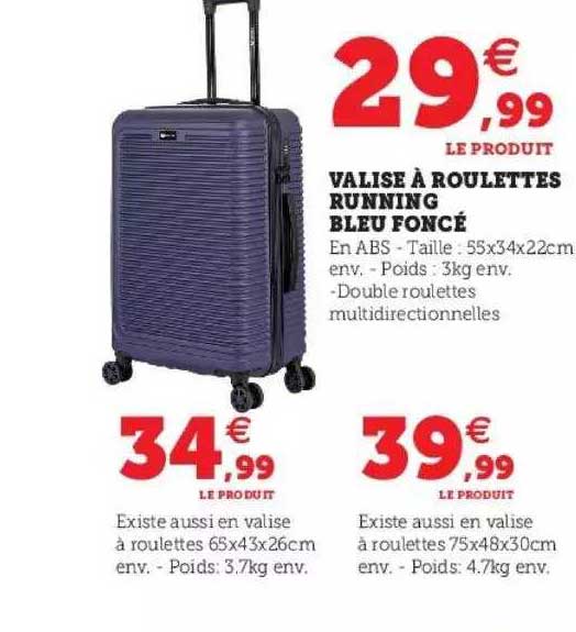 valise à roulettes running bleu foncé