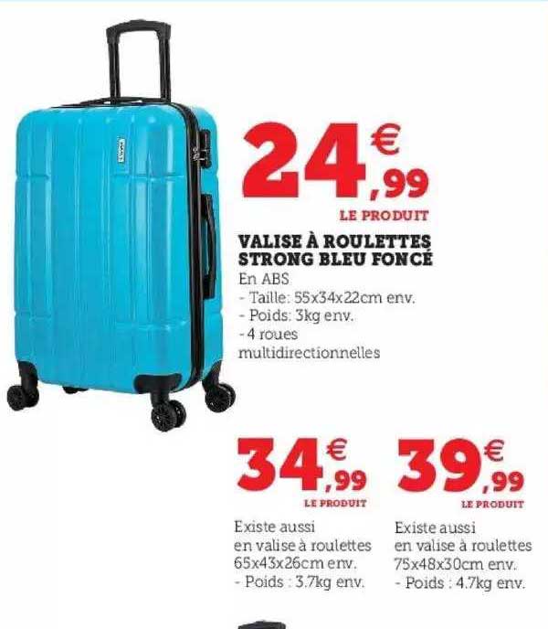 valise à roulettes strong bleu foncé
