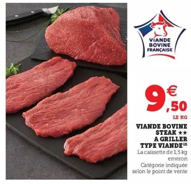 viande bovine steak**à griller type viande