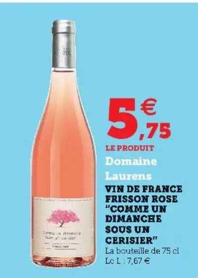 vin de france frisson rosé 'comme un dimanches sous un cerisier" domaine laurens