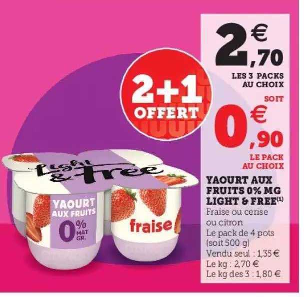Yaourt Aux Fruits 0% Mg Light & Free