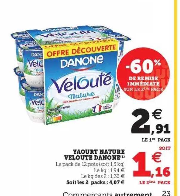 Yaourt Nature Velouté Danone