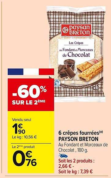 6 crêpes fourrées paysan breton