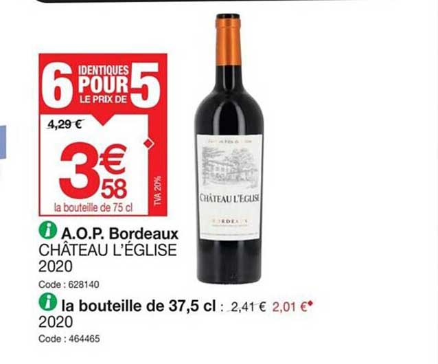 a.o.p. bordeaux châteaux l'église 2020