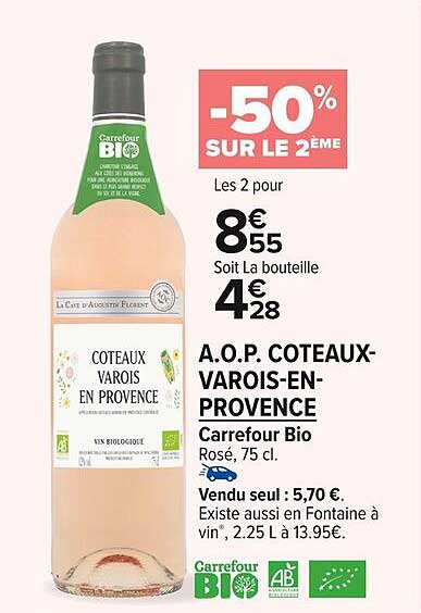 a.o.p. côteaux-varois-en-provence carrefour bio