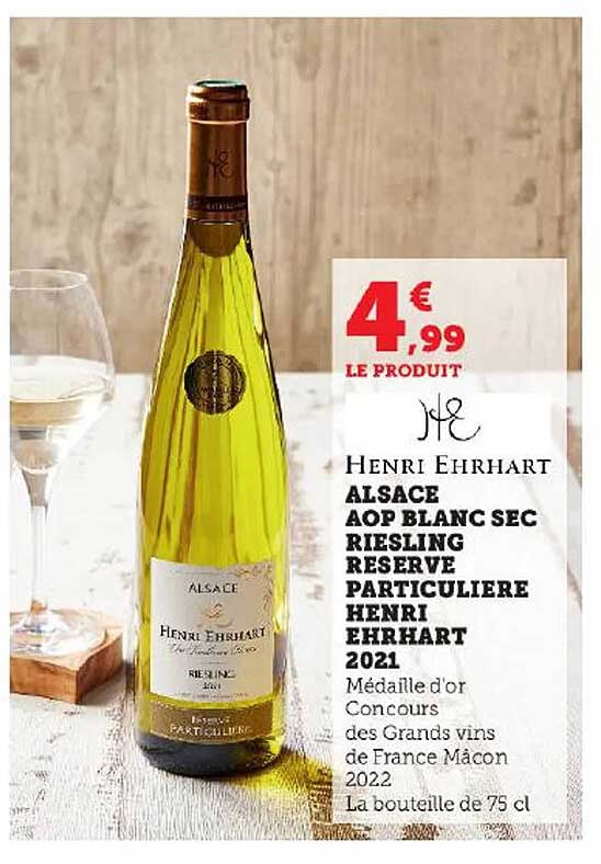 alsace aop blanc sec riesling réserve particulière henri ehrhart 2021