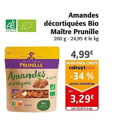 amandes décortiquées bio maître prunille