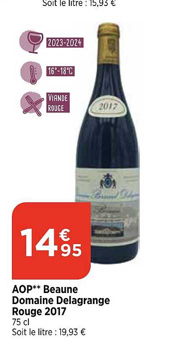 Aop Beaune Domaine Delagrange Rouge 2017