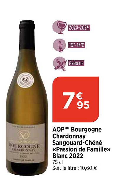 aop bourgogne chardonnay sangouard-chéné «passion de famille» blanc 2022