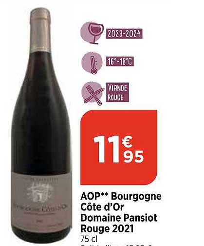 aop bourgogne côte d'or domaine pansiot rouge 2021