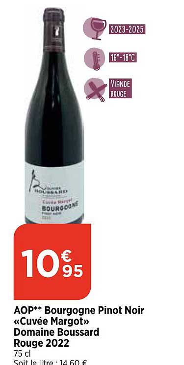 aop bourgogne pinot noir «cuvée margot» domaine boussard rouge 2022