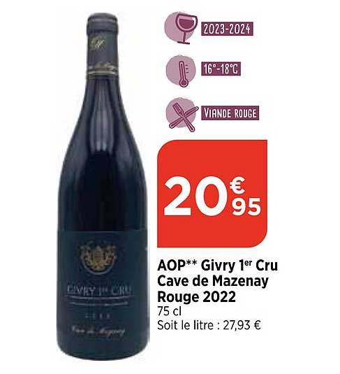 aop givry 1er cru cave de mazenay rouge 2022