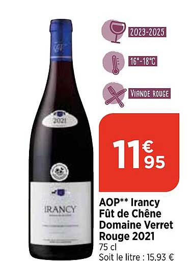 aop irancy fût de chêne domaine verret rouge 2021