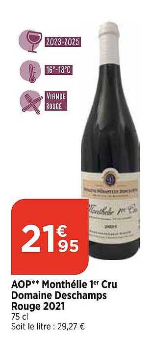 aop monthélie 1er cru domaine deschamps rouge 2021