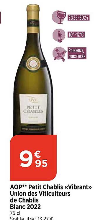 aop petit chablis «vibrant» union des viticulteurs de chablis blanc 2022