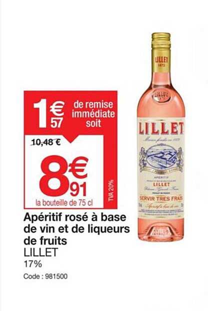 apéritif rosé à base de vin et de liqueurs de fruits lillet