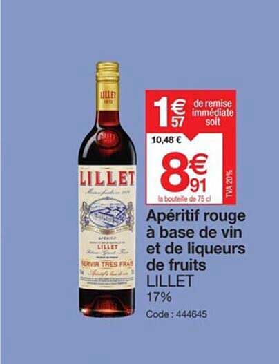 apéritif rouge à base de vin et de liqueurs de fruits lillet