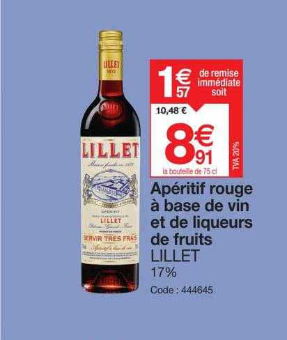 apéritif rouge à base de vin et de liqueurs de fruits lillet