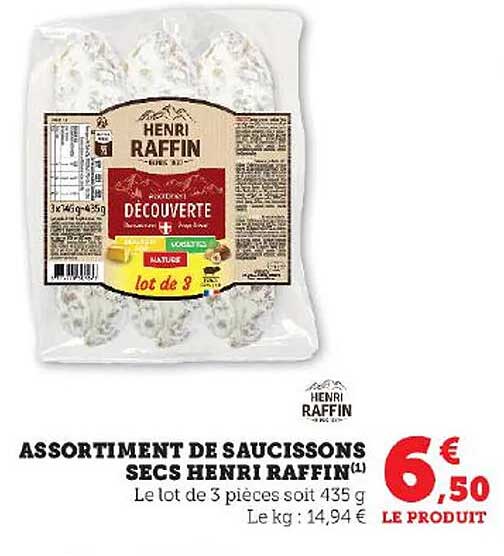 assortiment de saucissons secs henri raffin