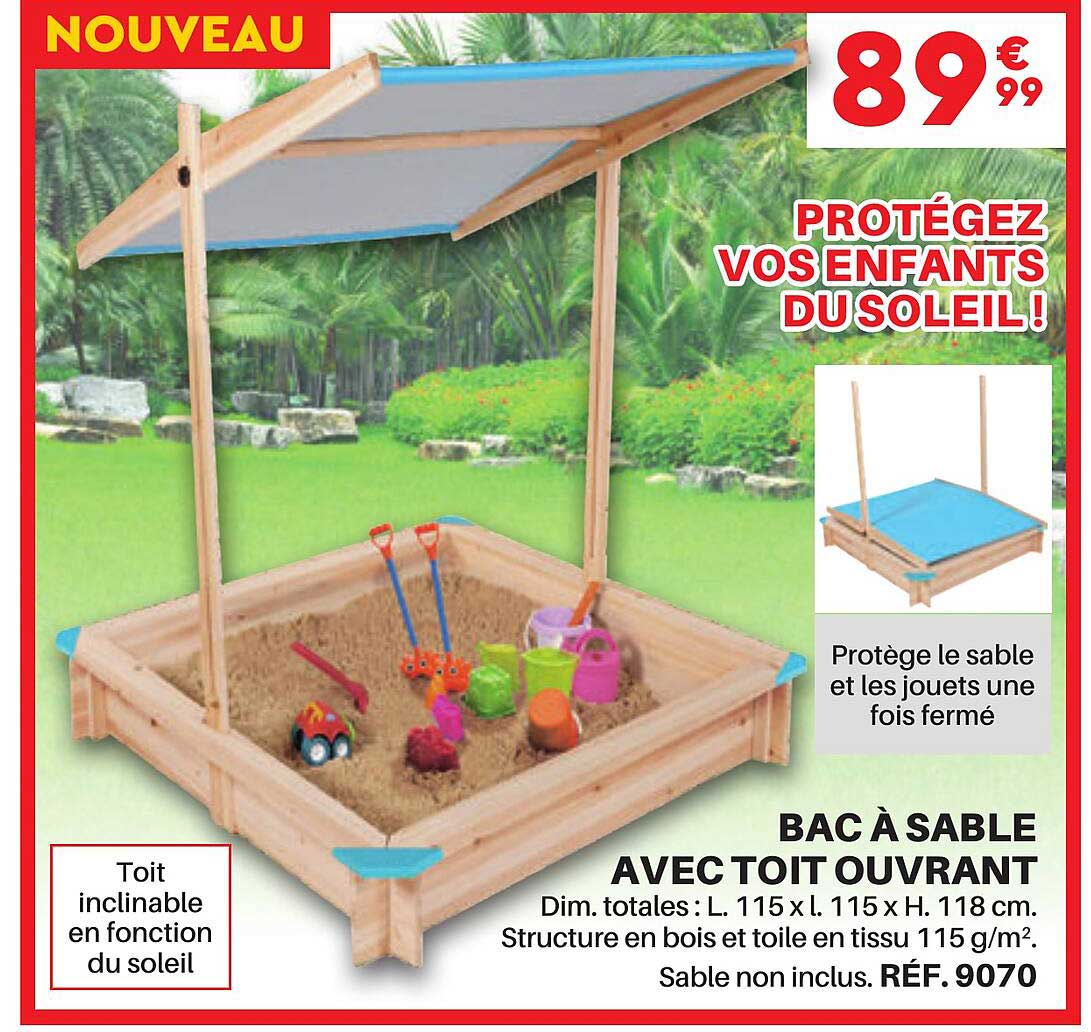 bac à sable avec toit ouvrant