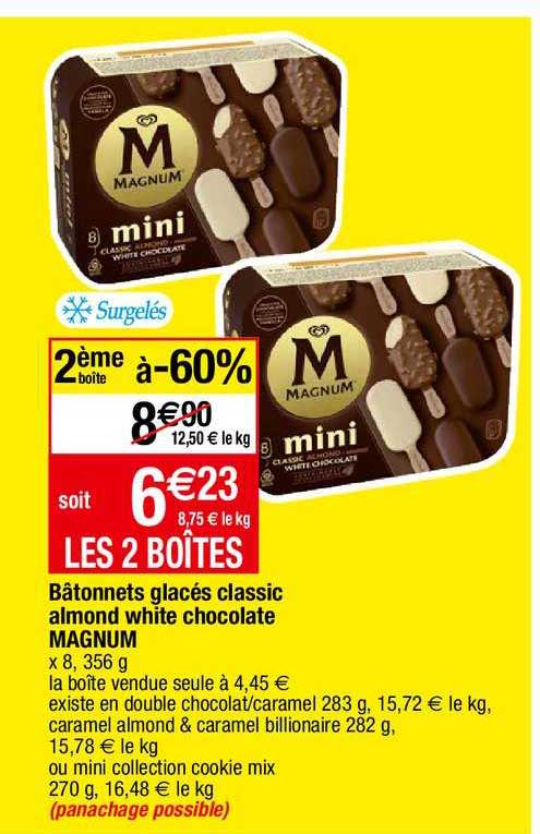 bâtonnets glacés classic almond white chocolate magnum