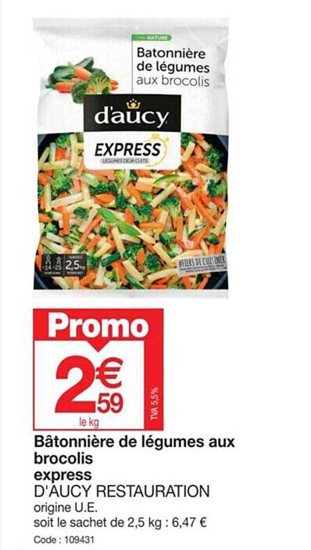 Bâtonnière De Légumes Aux Brocolis Express D'aucy Restauration