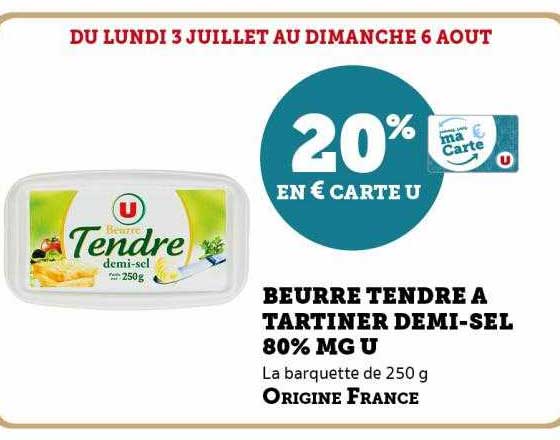 beurre tendre à tartiner demi-sel 80% mg u