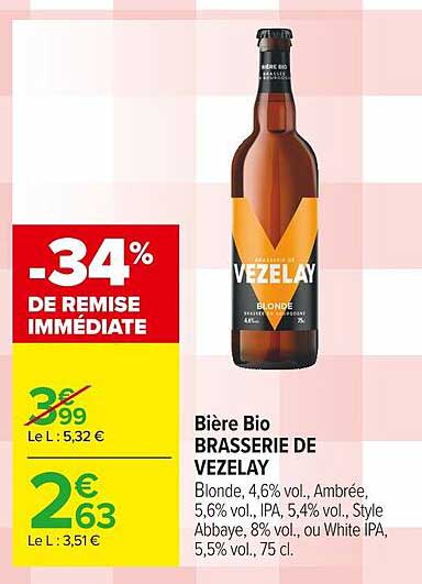bière bio brasserie de vezelay