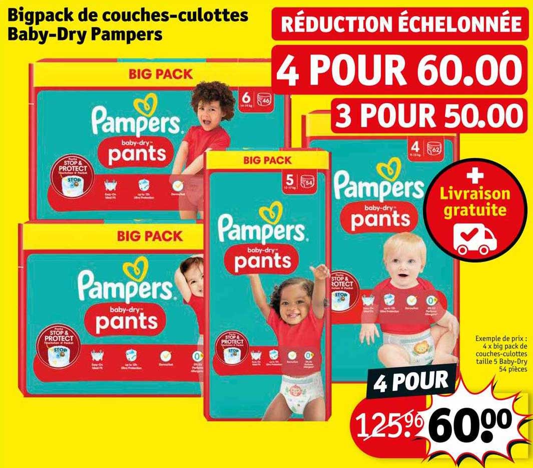 bigpack de couches-culottes baby-dry pampers