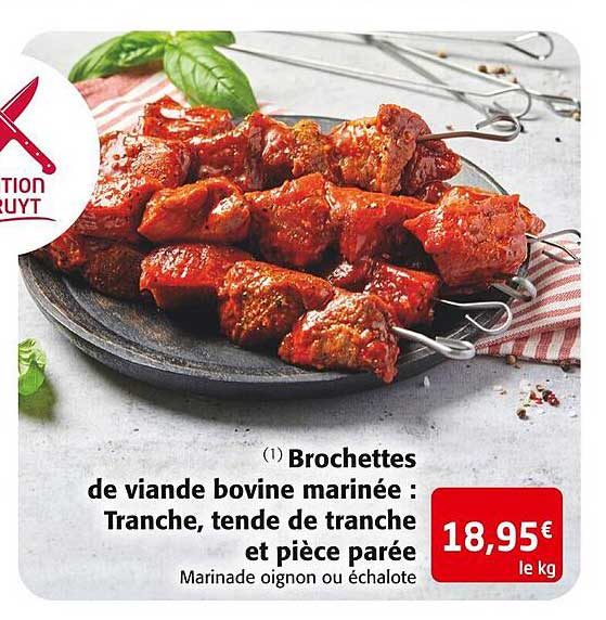Brochettes De Viande Bovine Marinée : Tranche, Tende De Tranche Et Pièce Parée