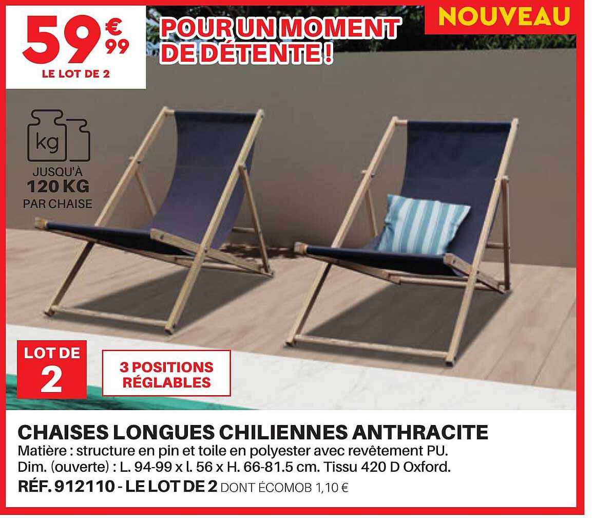 Chaises Longues Chiliennes Anthracite