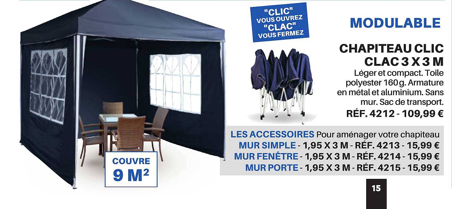 chapiteau clic clac 3 x 3m