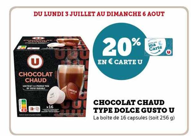chocolat chaud type dolce gusto u