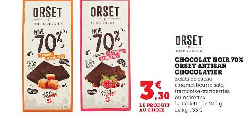 chocolat noir 70% orset artisan chocolatier