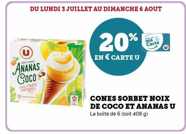 Cônes Sorbet Noix De Coco Et Ananas U