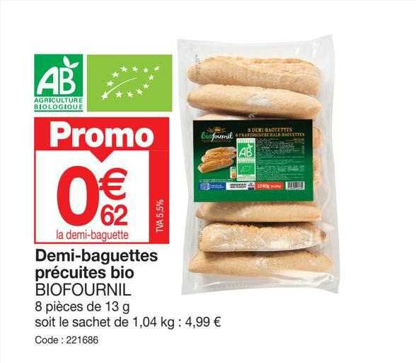 Demi-baguettes Précuites Bio Biofournil